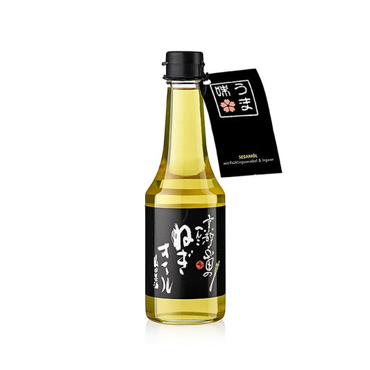 Yamada Japan 300 ml d'huile de sésame avec oignons et gingembre, un mélange d'huile de sésame, d'oignons et de gingembre, parfait pour rehausser les plats d'inspiration asiatique.