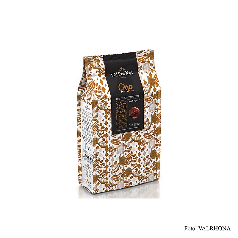 Valrhona OQO 73% de couverture de cacao à partir de fèves de cacao entières, bloc de 3kg (40981)