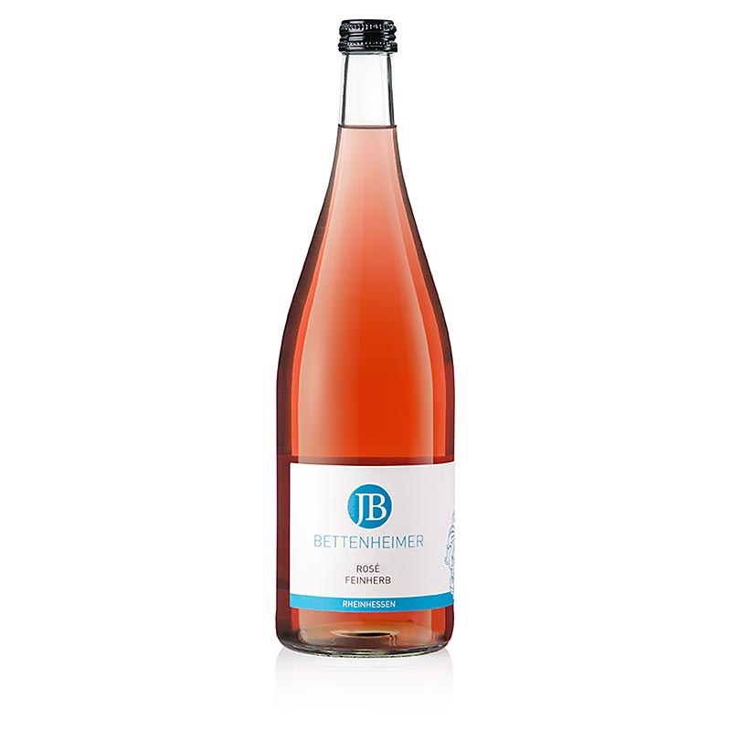Une bouteille de 1 litre de Bettenheimer 2023 Rose feinherb Rose wine QW Rheinhessen, un vin végétalien d'Allemagne.
