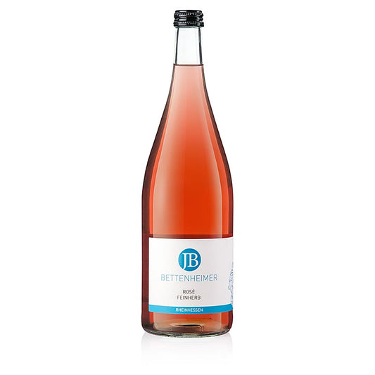 Une bouteille de 1 litre de Bettenheimer 2023 Rose feinherb Rose wine QW Rheinhessen, un vin végétalien d'Allemagne.