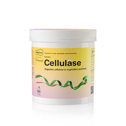 CELLULASE Poudre, enzyme de cellulose, TÖUFOOD, 500 g - poudre enzymatique naturelle pour décomposer la cellulose dans les aliments