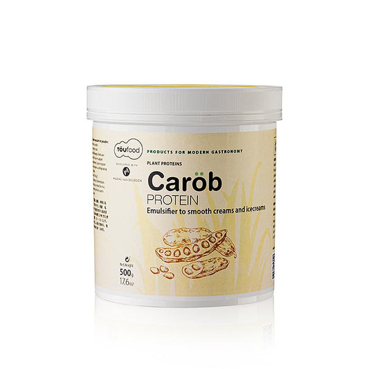 500 g de protéines de caroube TÖUFOOD, également appelées protéines de caroube, dans un emballage blanc