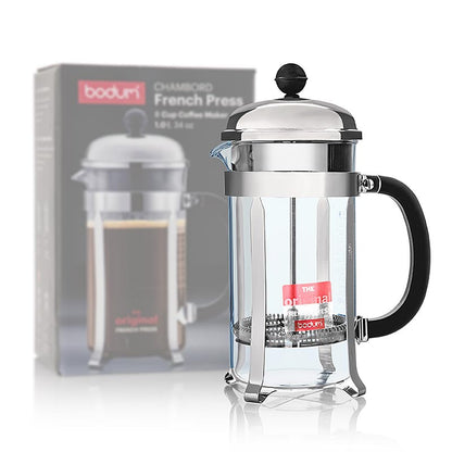 Cafetière Bodum Chambord de haute qualité en acier inoxydable chromé