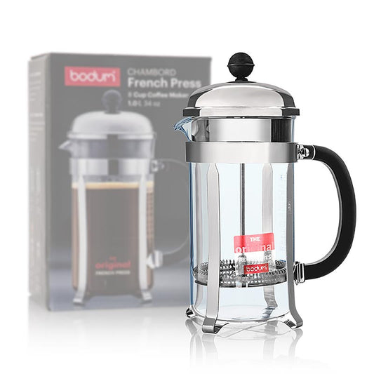 Cafetière Bodum Chambord de haute qualité en acier inoxydable chromé