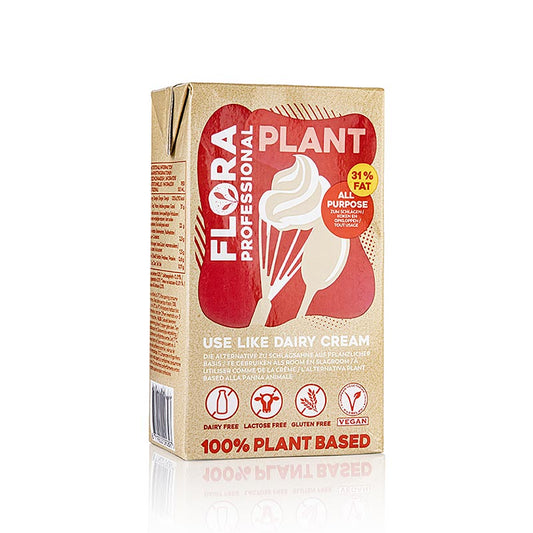 Flora Professional Crème à fouetter végétale, substitut de crème végétalien, 31% de matières grasses, 1 litre - alternative sans produits laitiers et végétalienne à la crème à fouetter traditionnelle avec une teneur en matières grasses de 31% dans un récipient de 1 litre