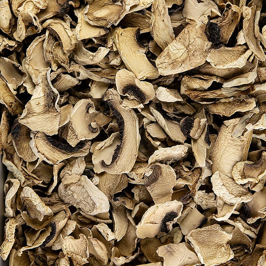 Champignons émincés séchés en paquet de 1 kg, idéal pour l'usage culinaire