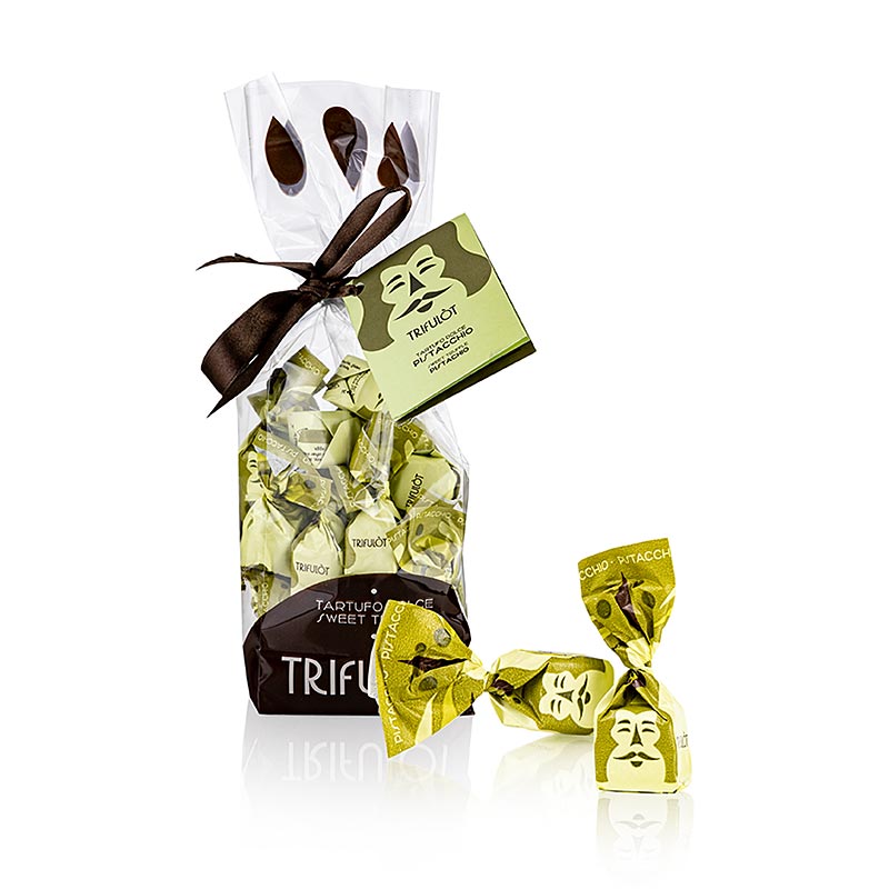 Truffes au chocolat Alba mini, pistache (vert clair) 180 g, avec un délicieux goût de truffe et des pistaches croquantes 